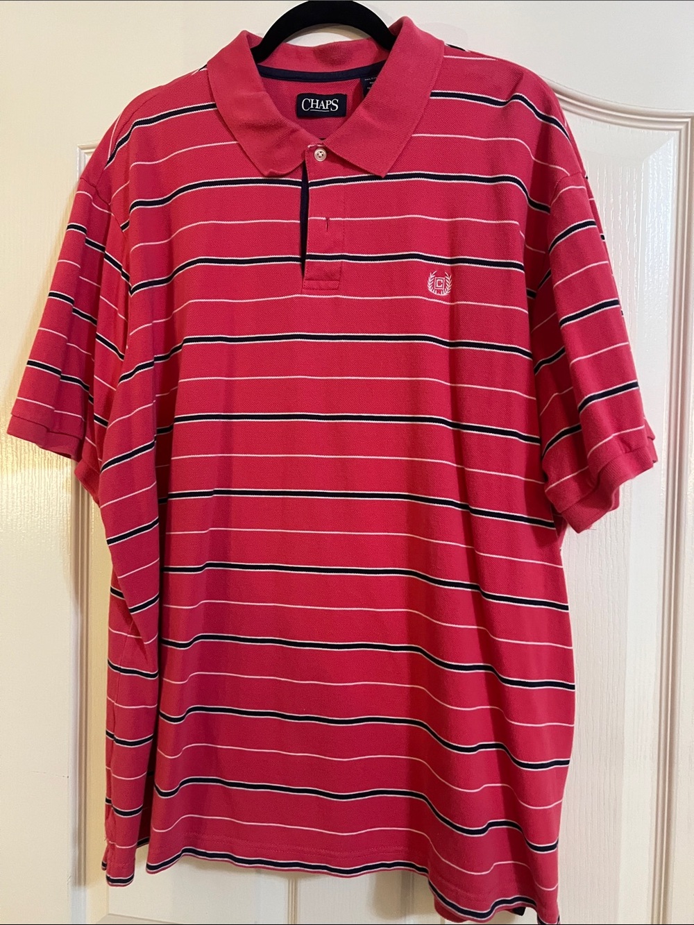 Chaps Men's Rose/Red Striped Polo